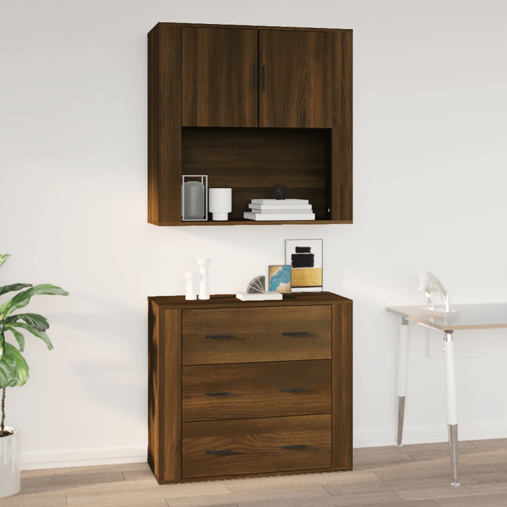 Wall Cabinet Brown Oak 80X33X80 Cm Engineered Wood