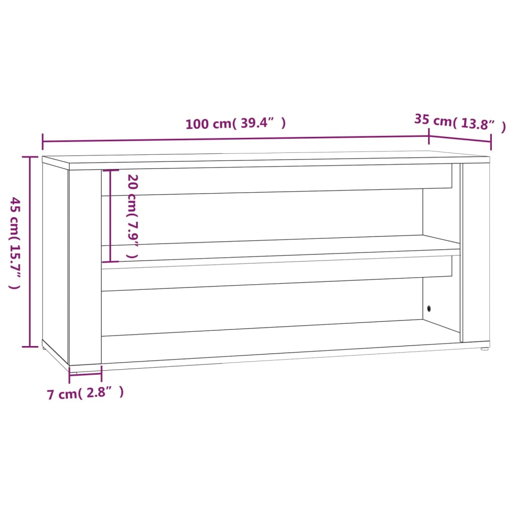 Shoe Rack 100X35X45 Cm Engineered Wood