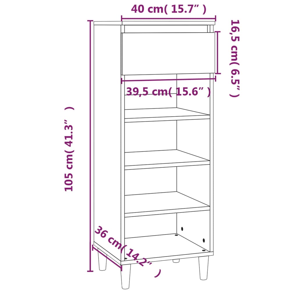 Shoe Cabinet 40X36X105 Cm Engineered Wood