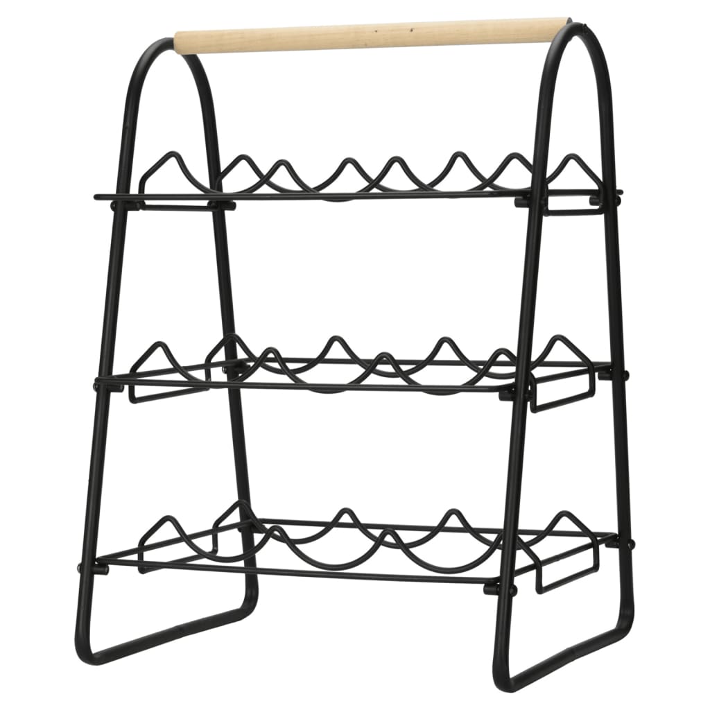 Home&Styling Wine Rack For 9 Bottles Metal Black And Natural