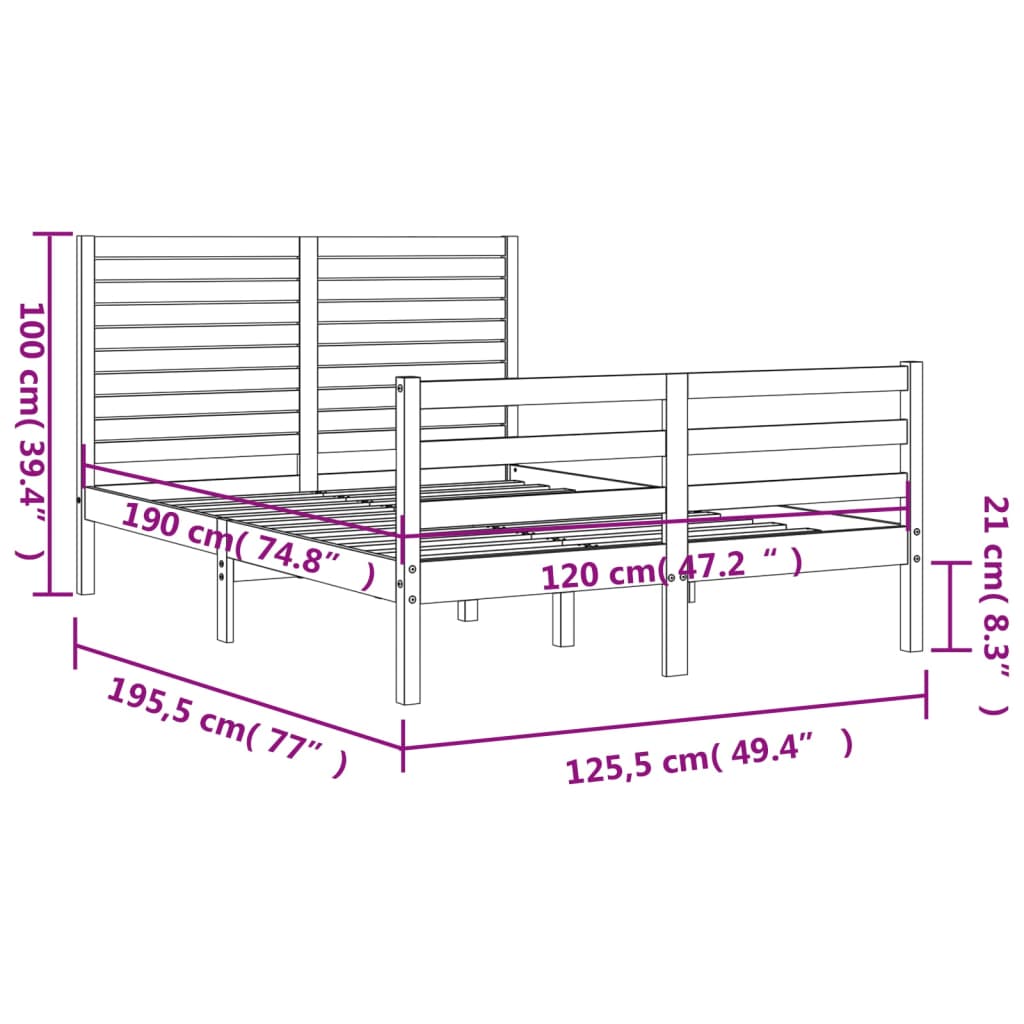 Bed Frame Without Mattress Small Double Solid Wood