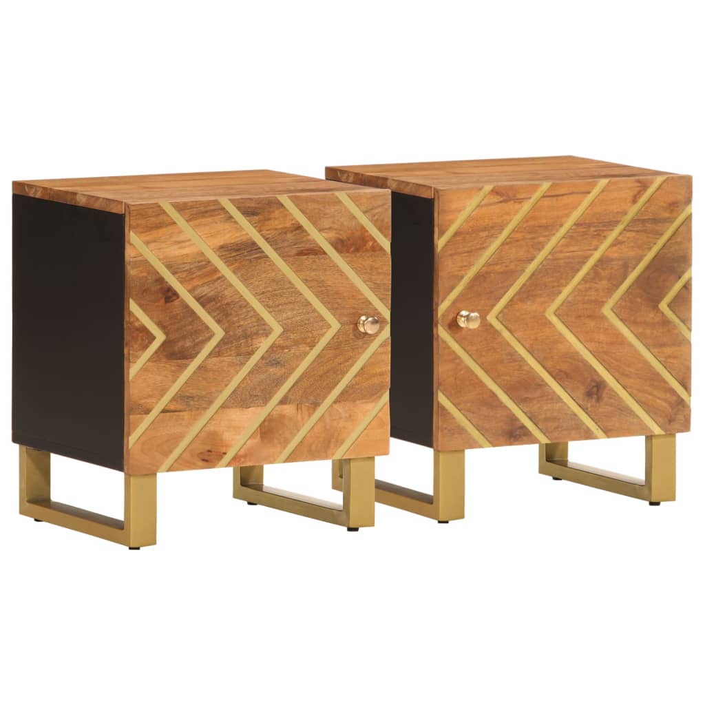 Bedside Cabinets 2 Pcs Brown And Black Solid Wood Mango