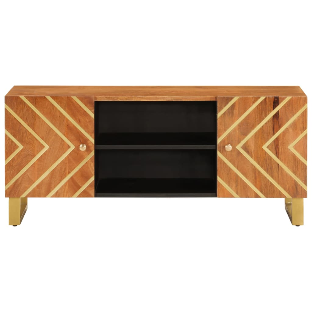 Tv Cabinet Brown And Black 105X33.5X46 Cm Solid Wood Mango