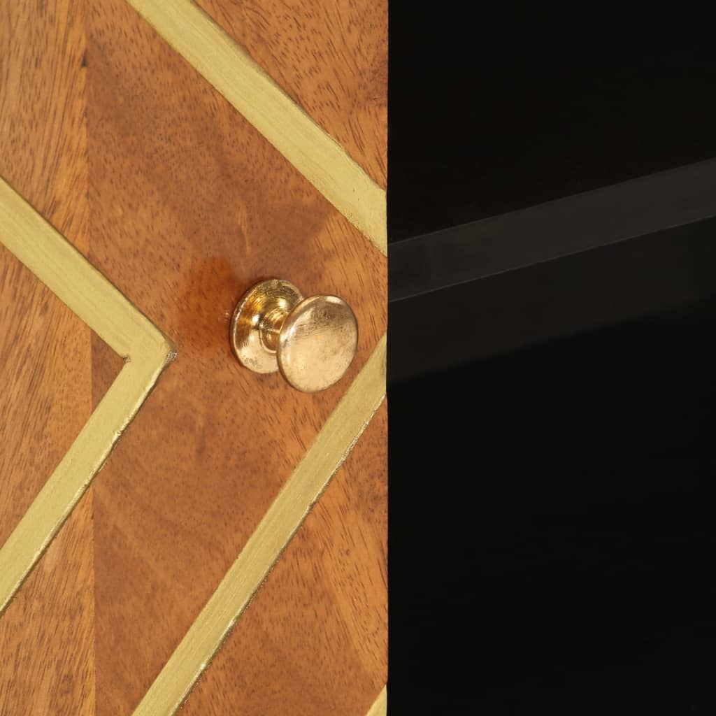 Tv Cabinet Brown And Black 105X33.5X46 Cm Solid Wood Mango