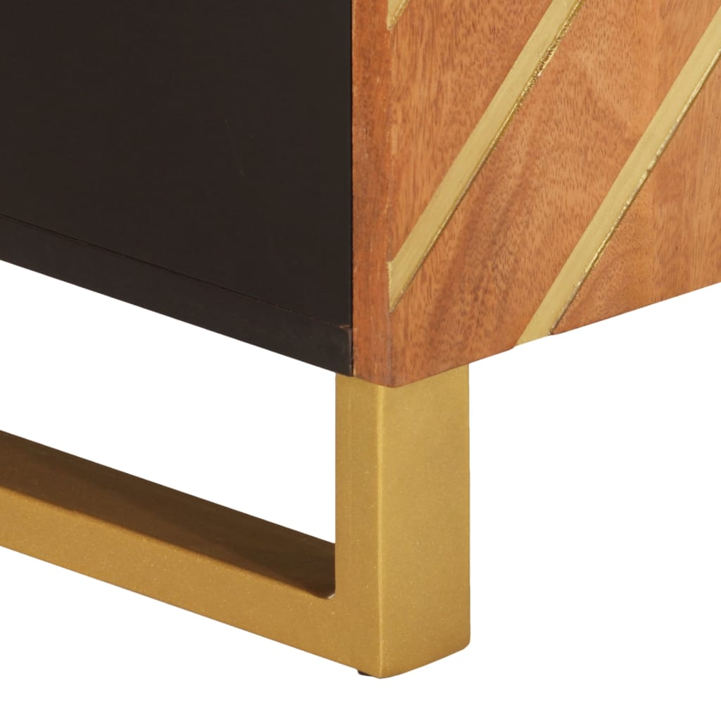 Tv Cabinet Brown And Black 105X33.5X46 Cm Solid Wood Mango