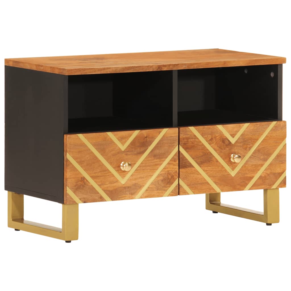 Tv Cabinet Brown And Black 70X33.5X46 Cm Solid Wood Mango