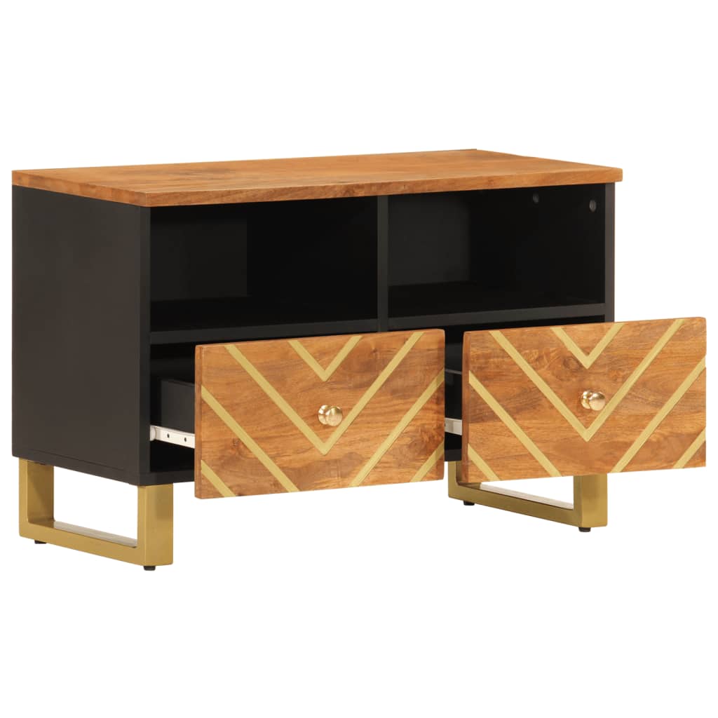 Tv Cabinet Brown And Black 70X33.5X46 Cm Solid Wood Mango