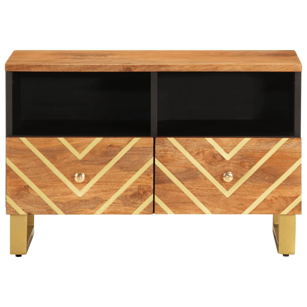 Tv Cabinet Brown And Black 70X33.5X46 Cm Solid Wood Mango