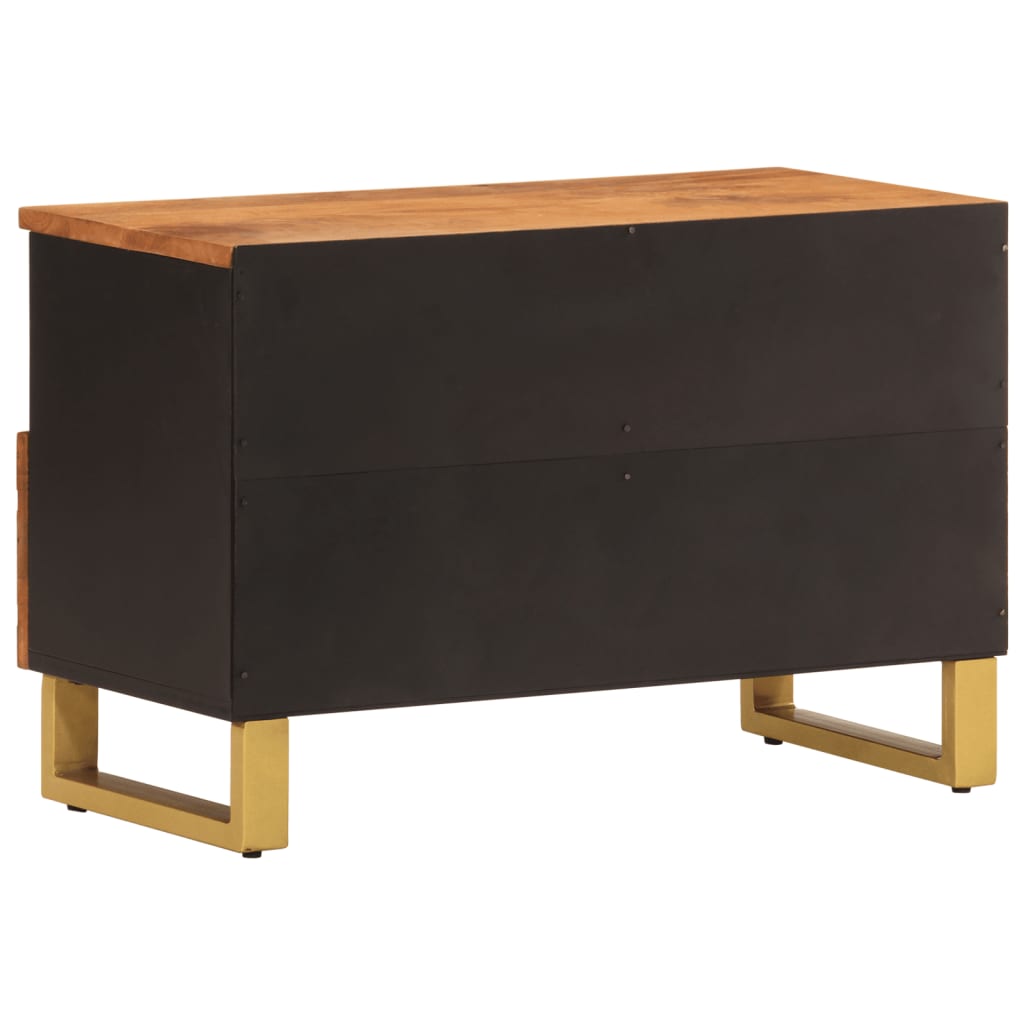 Tv Cabinet Brown And Black 70X33.5X46 Cm Solid Wood Mango