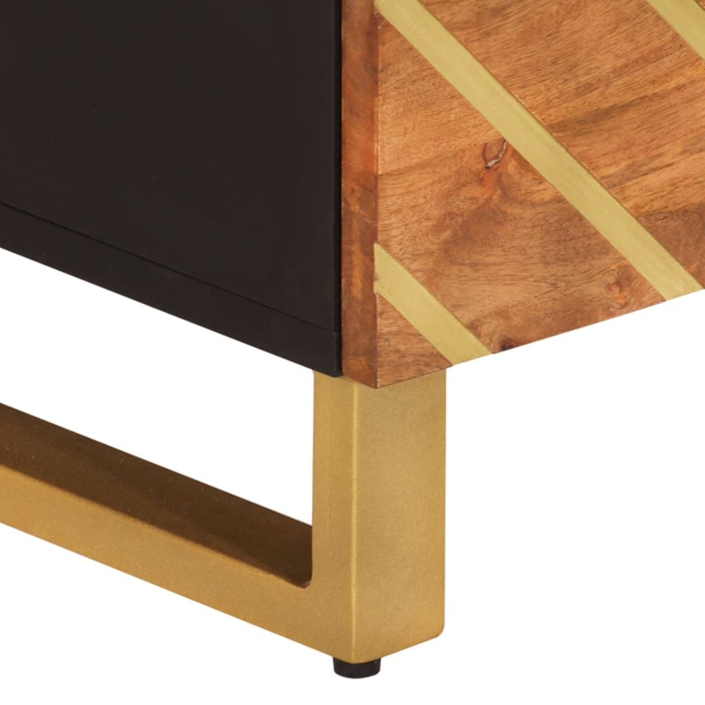 Tv Cabinet Brown And Black 70X33.5X46 Cm Solid Wood Mango