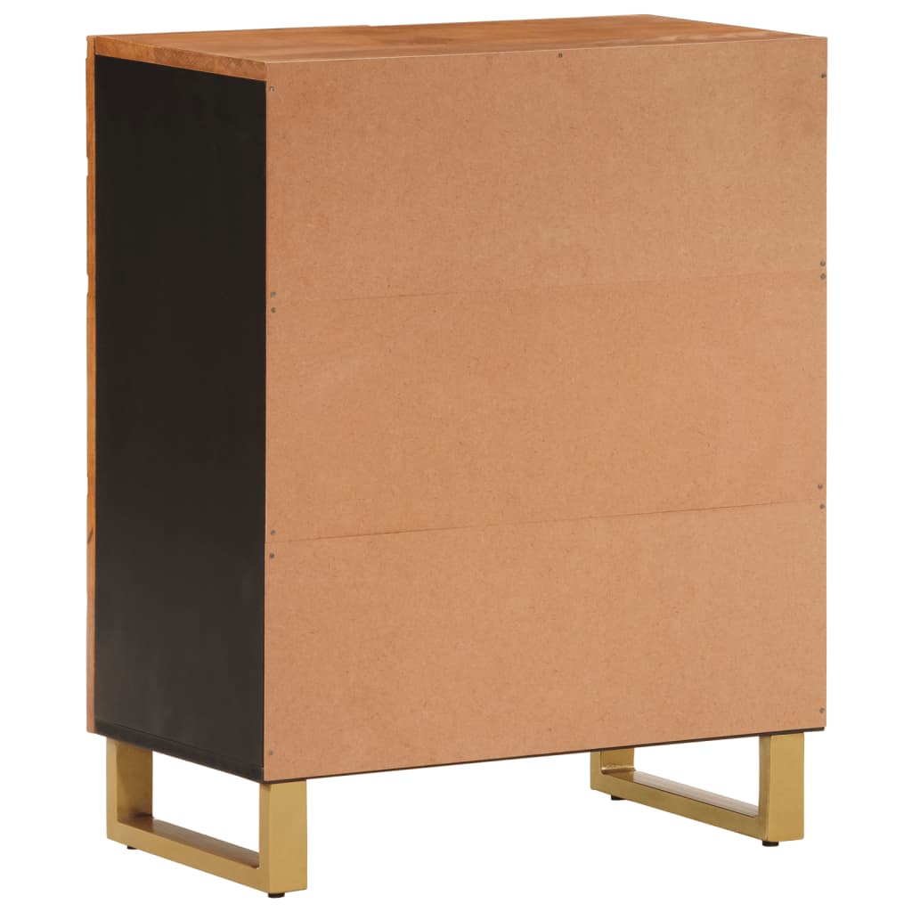 Side Cabinet Brown And Black 60X33.5X75 Cm Solid Wood Mango