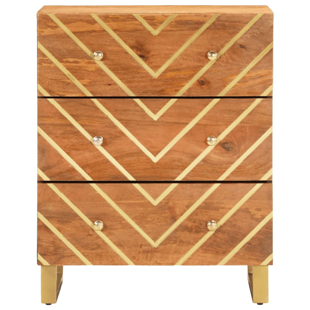 Side Cabinet Brown And Black 60X33.5X75 Cm Solid Wood Mango