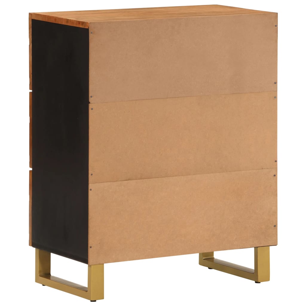 Side Cabinet Brown And Black 60X33.5X75 Cm Solid Wood Mango