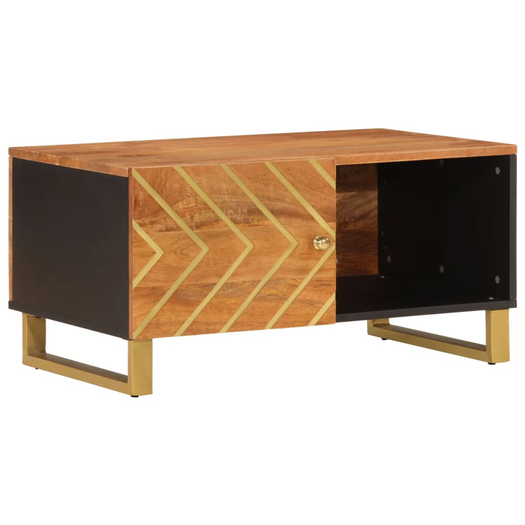 Coffee Table Brown And Black 80X50X40 Cm Solid Wood Mango