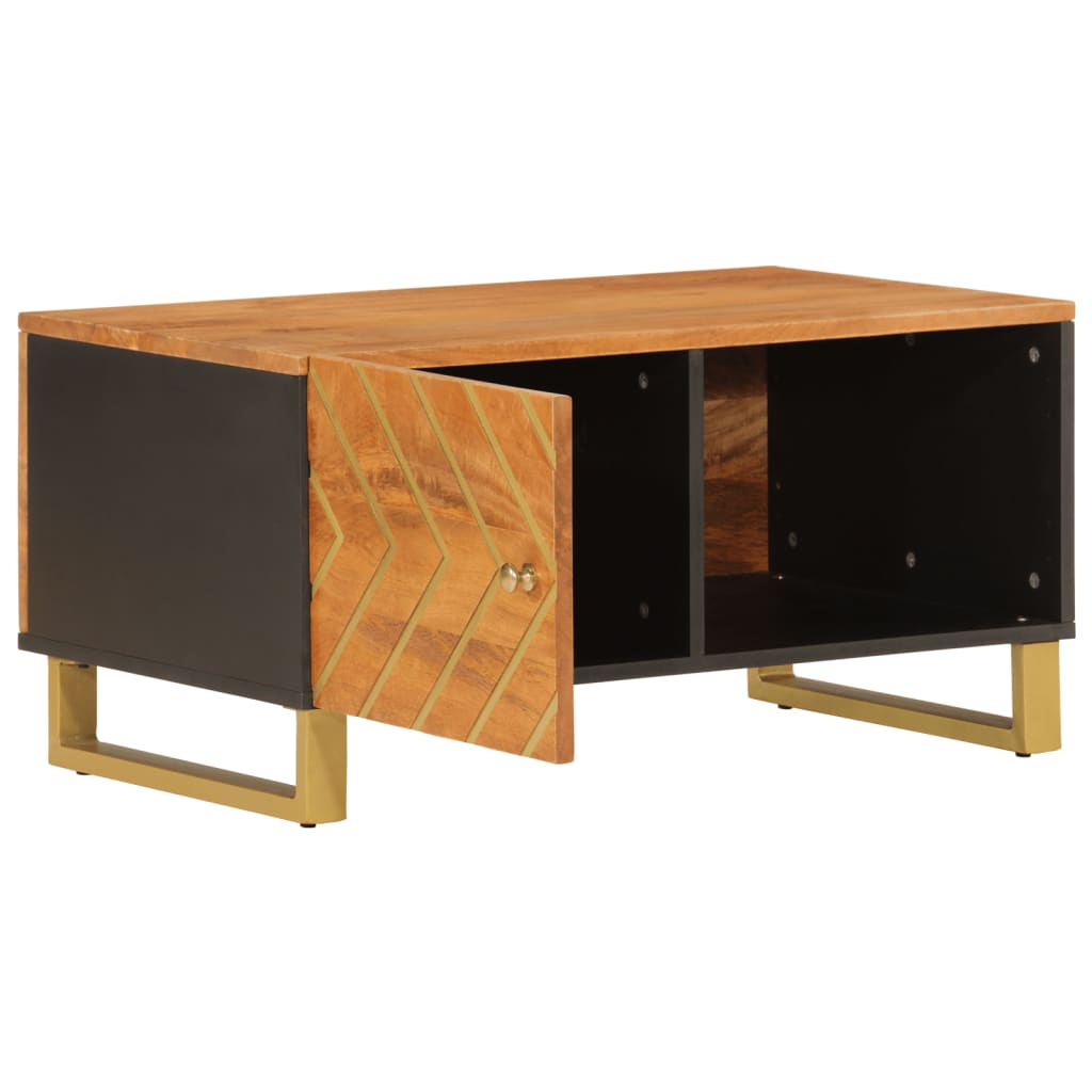 Coffee Table Brown And Black 80X50X40 Cm Solid Wood Mango