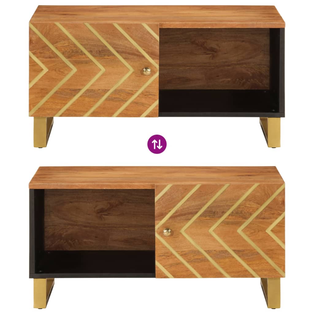 Coffee Table Brown And Black 80X50X40 Cm Solid Wood Mango