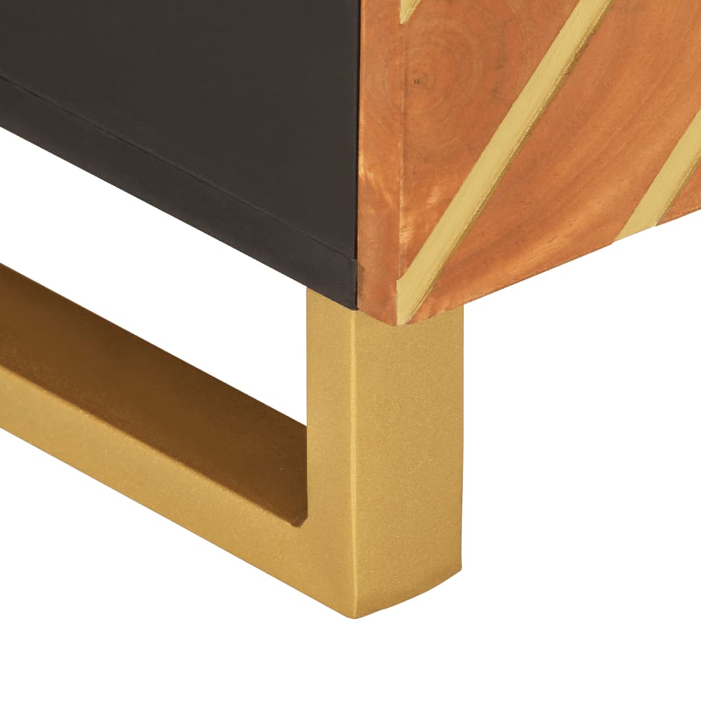 Coffee Table Brown And Black 80X50X40 Cm Solid Wood Mango