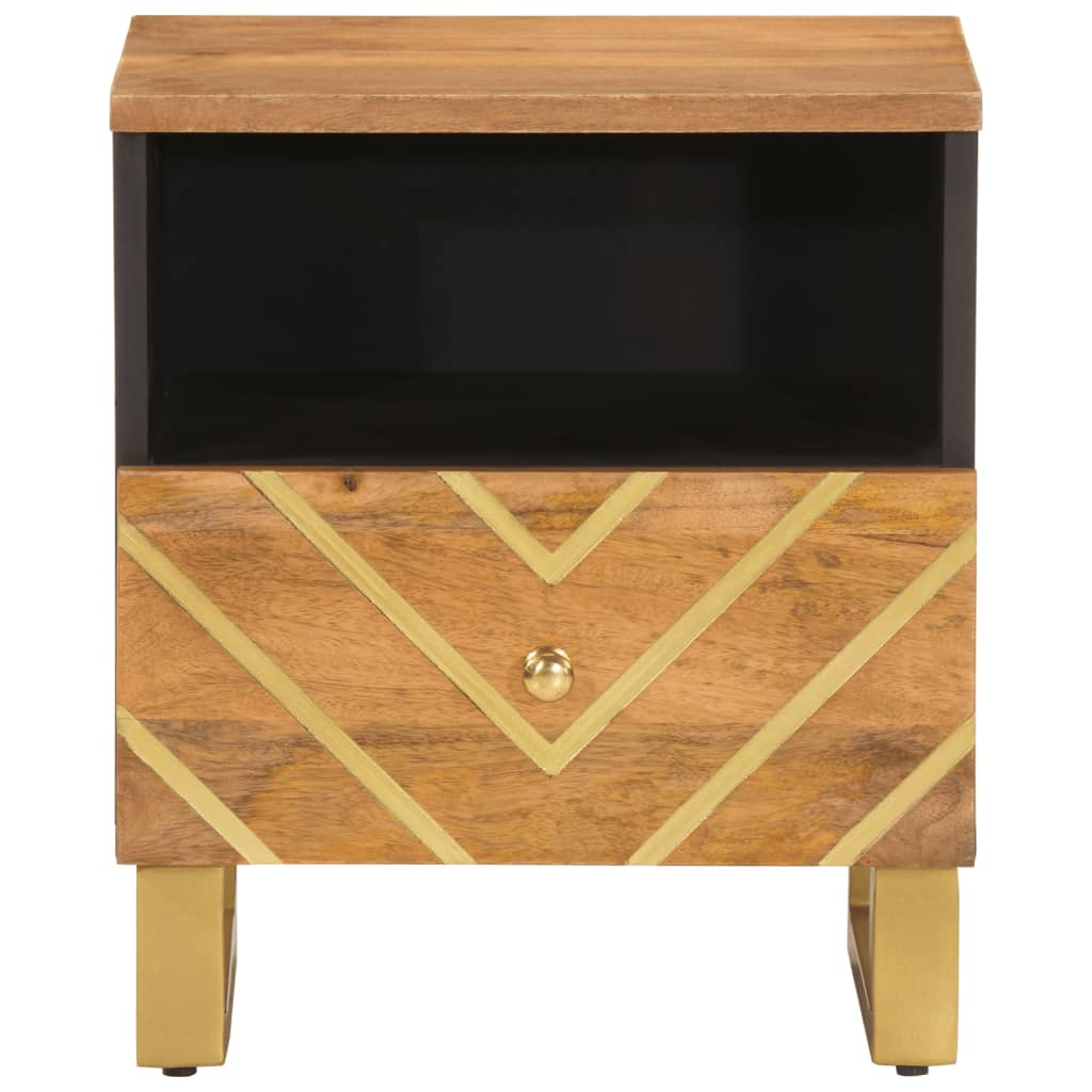 Bedside Cabinet Brown And Black Solid Wood Mango