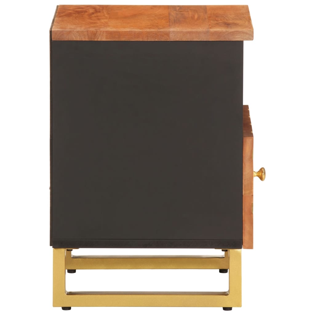 Bedside Cabinet Brown And Black Solid Wood Mango