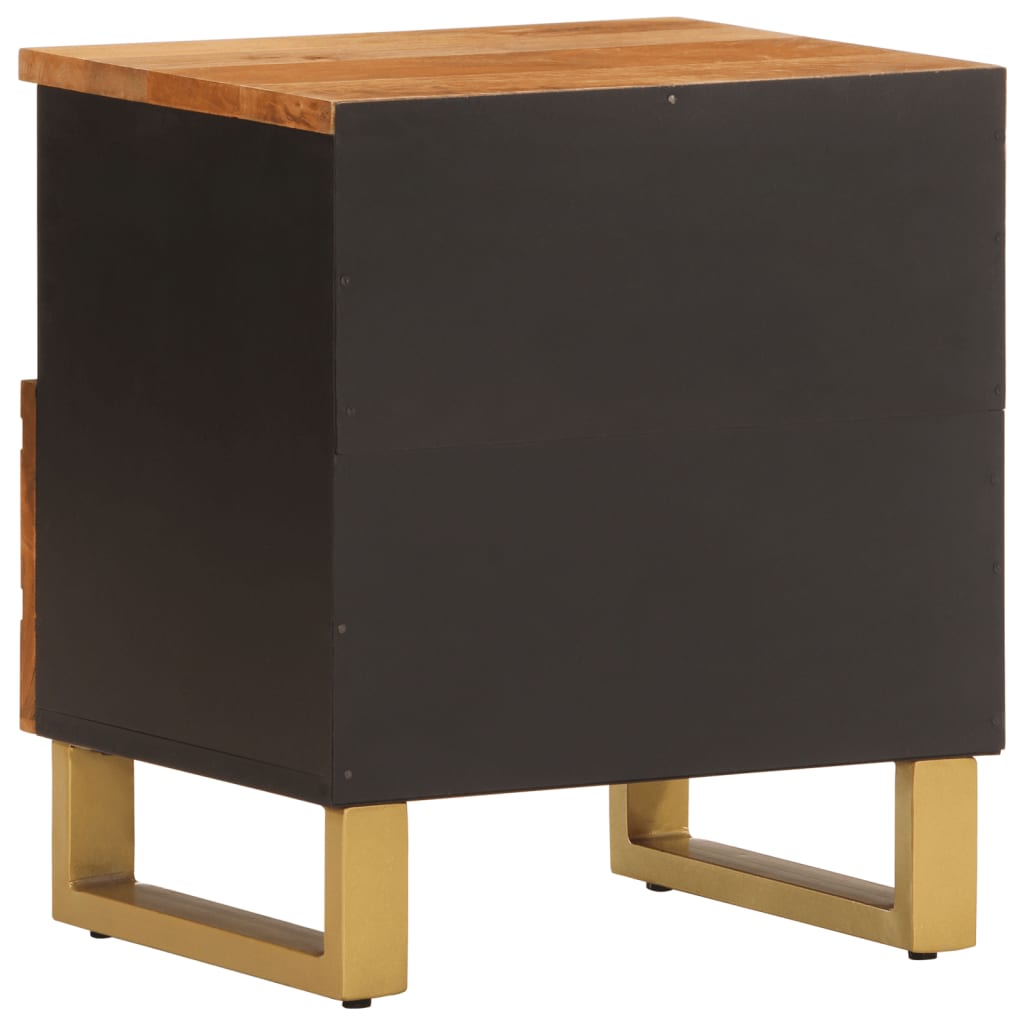 Bedside Cabinet Brown And Black Solid Wood Mango