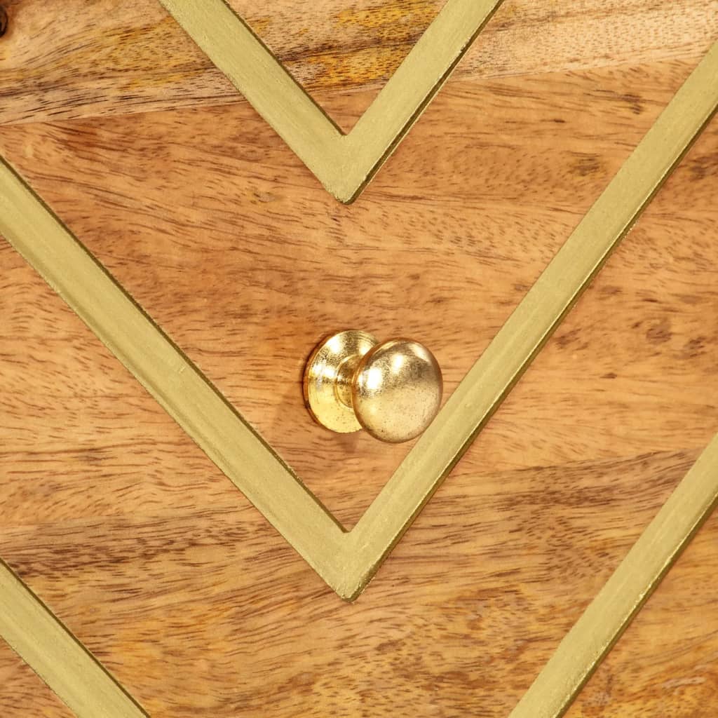 Bedside Cabinet Brown And Black Solid Wood Mango