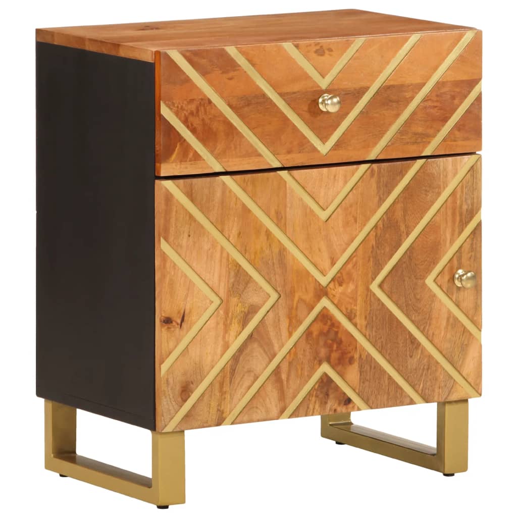 Bedside Cabinet Brown And Black 50X33X60 Cm Solid Wood Mango