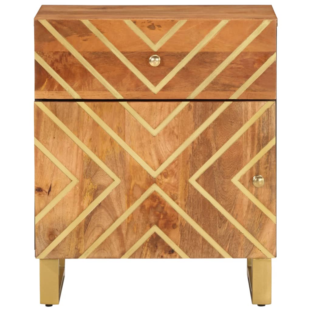 Bedside Cabinet Brown And Black 50X33X60 Cm Solid Wood Mango