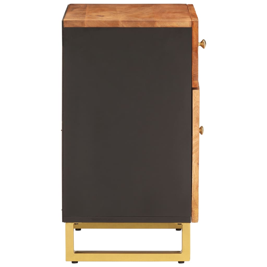 Bedside Cabinet Brown And Black 50X33X60 Cm Solid Wood Mango