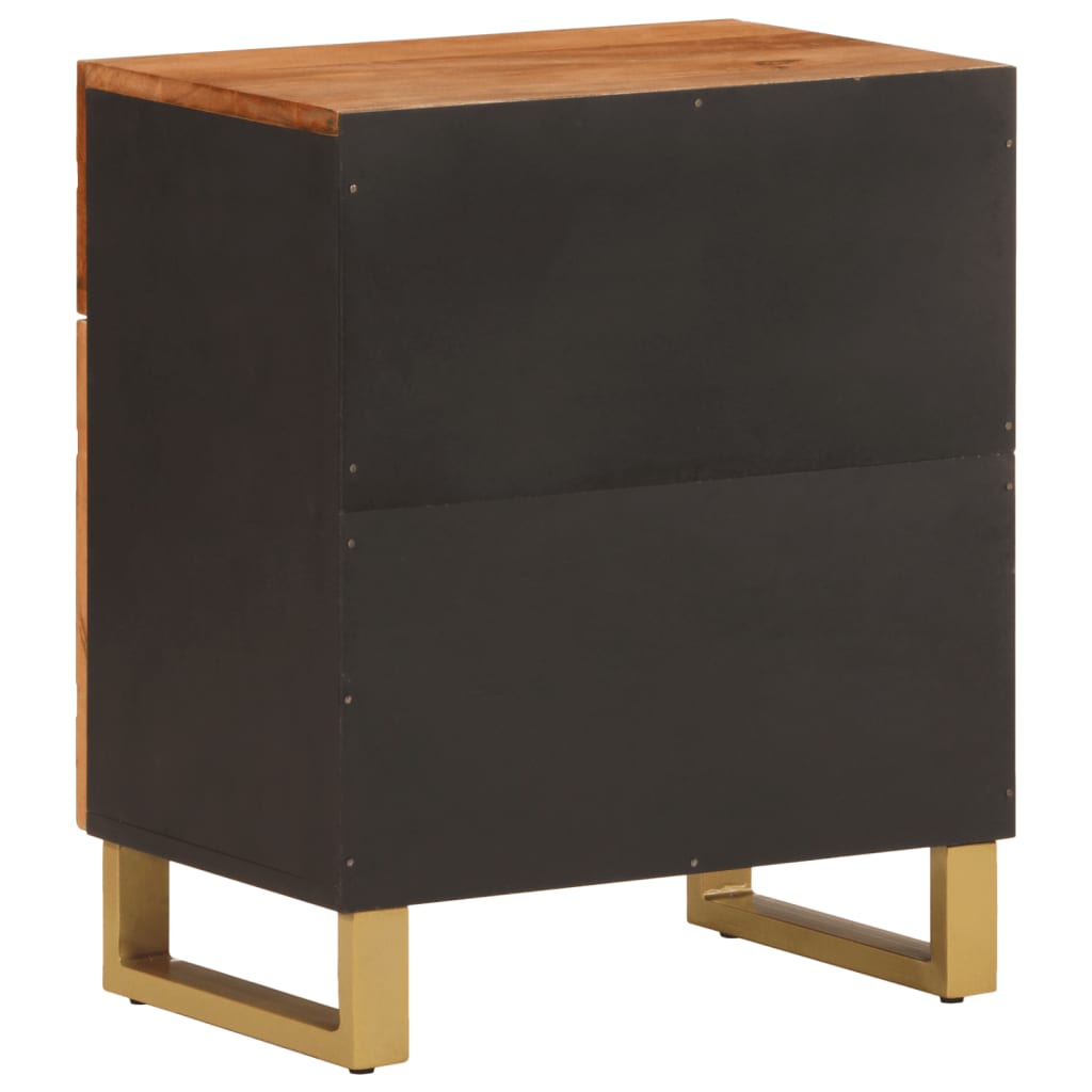 Bedside Cabinet Brown And Black 50X33X60 Cm Solid Wood Mango