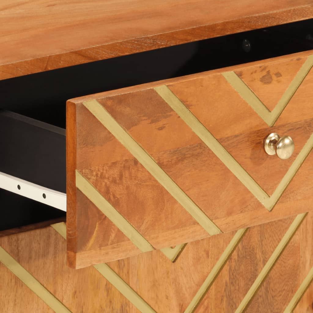 Bedside Cabinet Brown And Black 50X33X60 Cm Solid Wood Mango