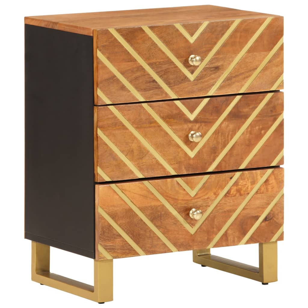 Bedside Cabinet Brown And Black 50X33X60 Cm Solid Wood Mango