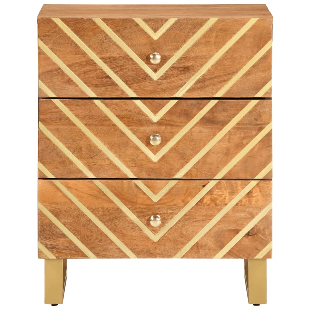 Bedside Cabinet Brown And Black 50X33X60 Cm Solid Wood Mango