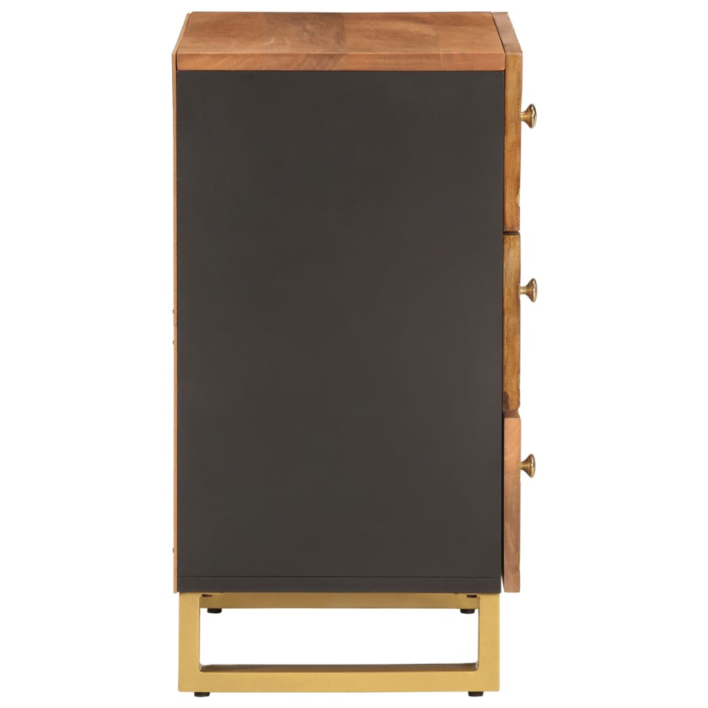 Bedside Cabinet Brown And Black 50X33X60 Cm Solid Wood Mango