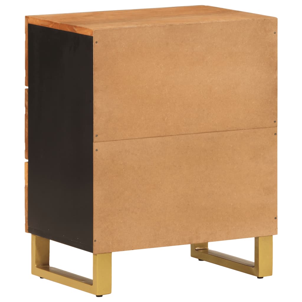 Bedside Cabinet Brown And Black 50X33X60 Cm Solid Wood Mango
