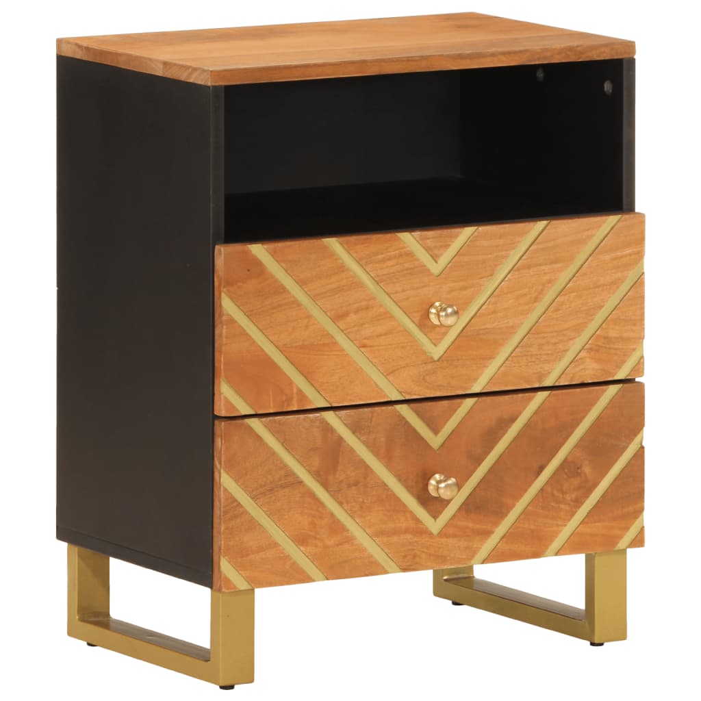 Bedside Cabinet Brown And Black 50X33X60 Cm Solid Wood Mango