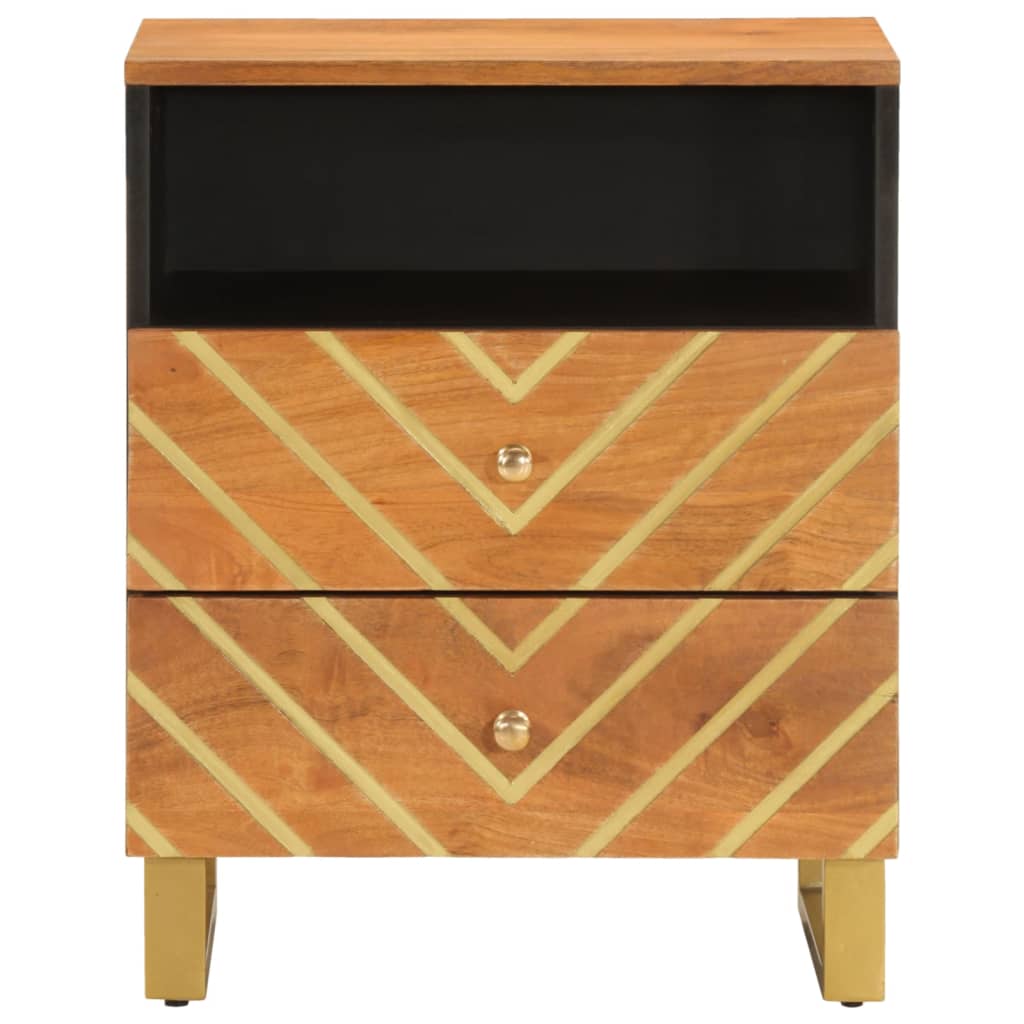 Bedside Cabinet Brown And Black 50X33X60 Cm Solid Wood Mango