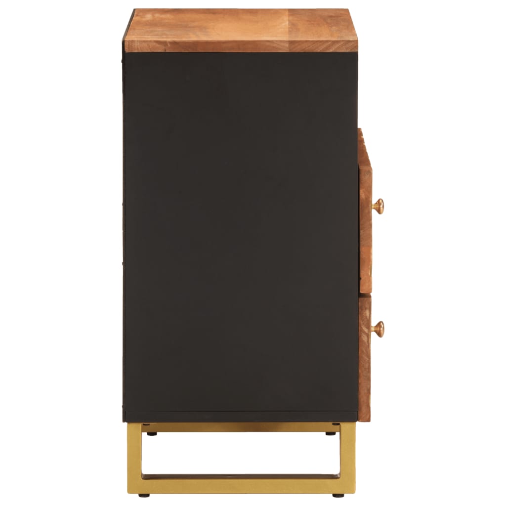 Bedside Cabinet Brown And Black 50X33X60 Cm Solid Wood Mango