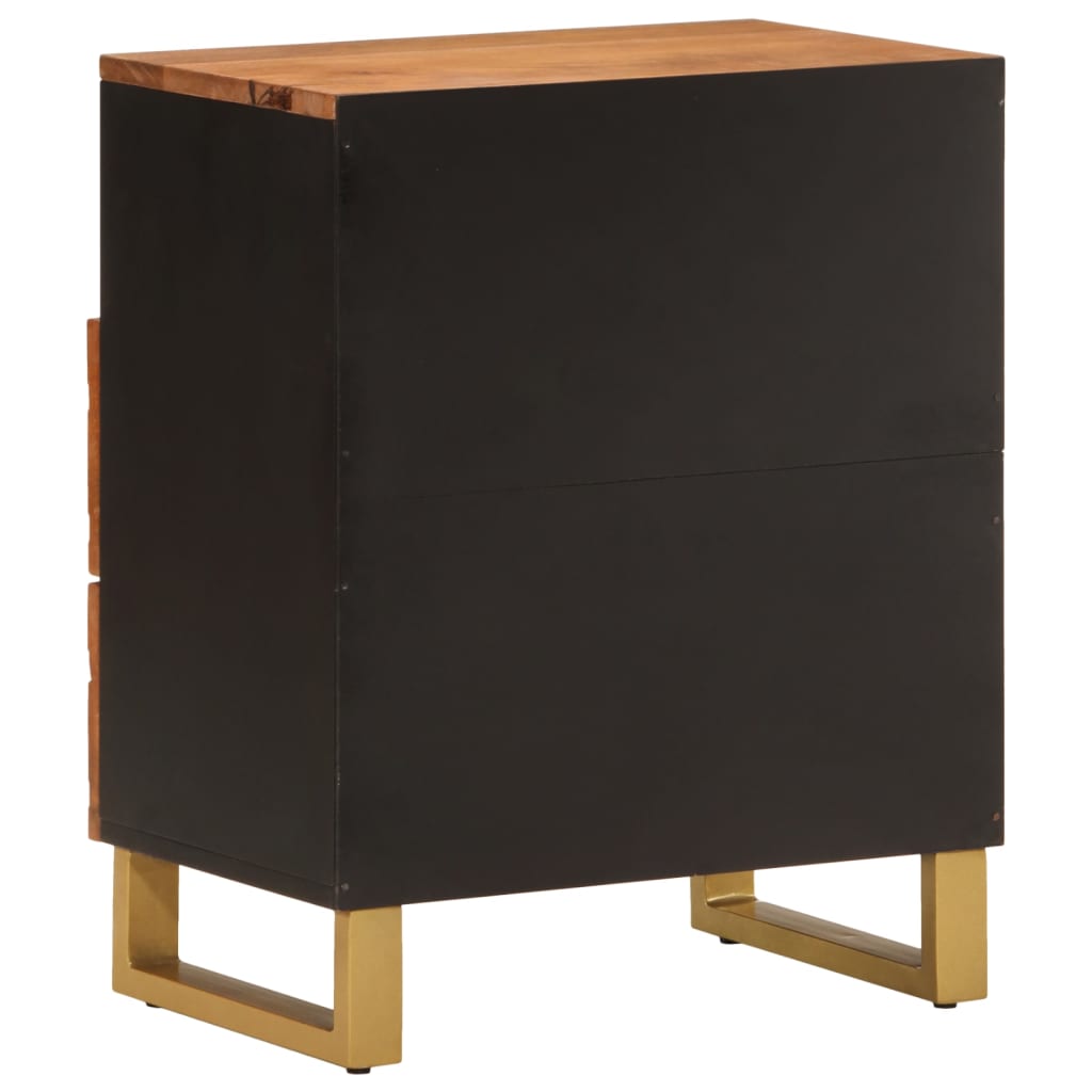 Bedside Cabinet Brown And Black 50X33X60 Cm Solid Wood Mango