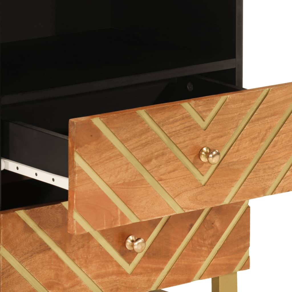 Bedside Cabinet Brown And Black 50X33X60 Cm Solid Wood Mango