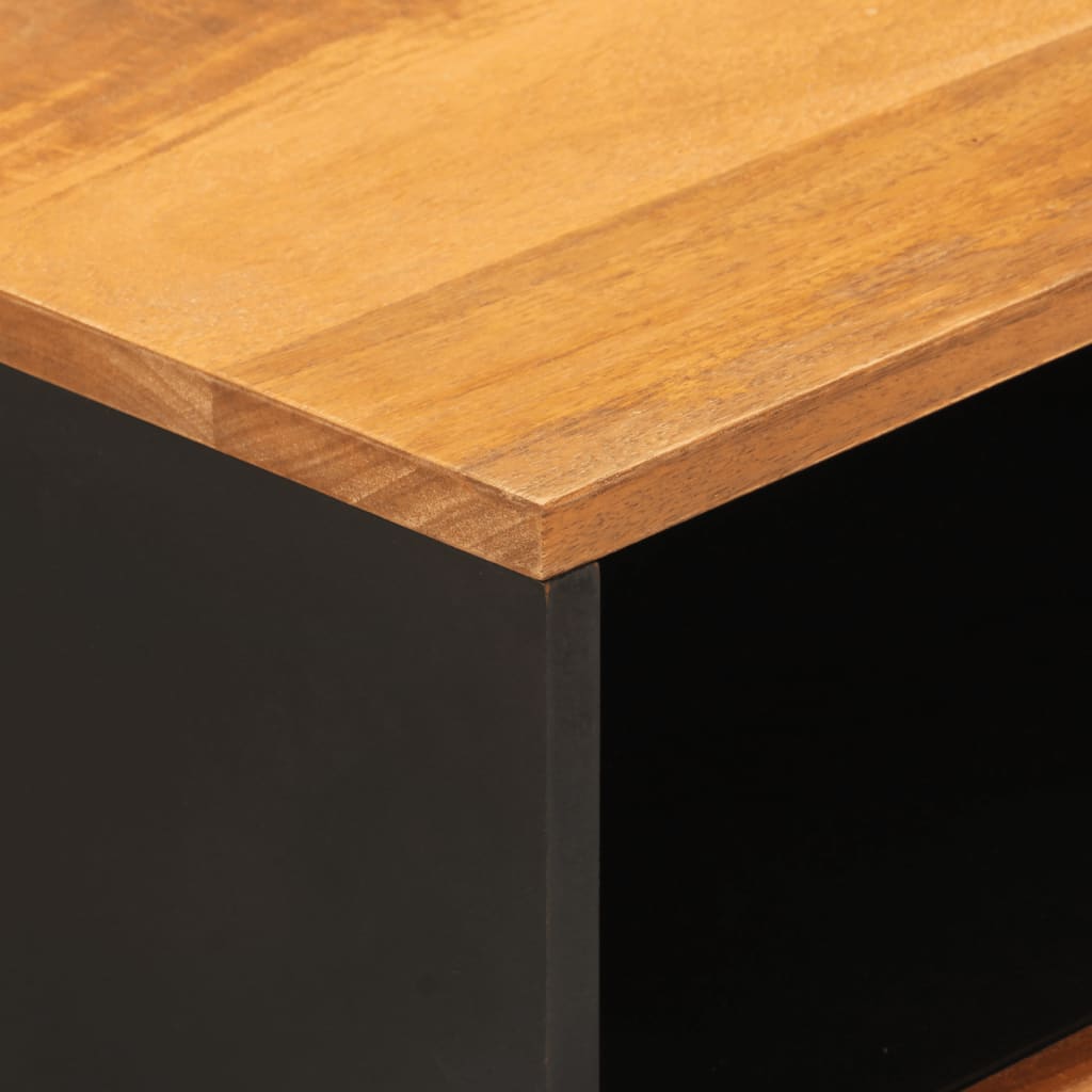 Bedside Cabinet Brown And Black 50X33X60 Cm Solid Wood Mango