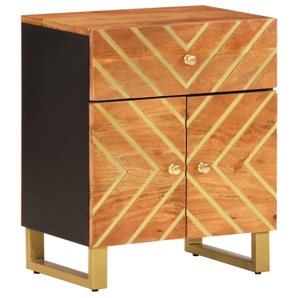 Bedside Cabinet Brown And Black 50X33X60 Cm Solid Wood Mango