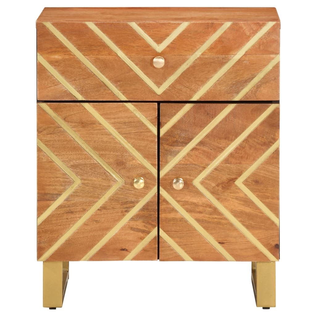Bedside Cabinet Brown And Black 50X33X60 Cm Solid Wood Mango
