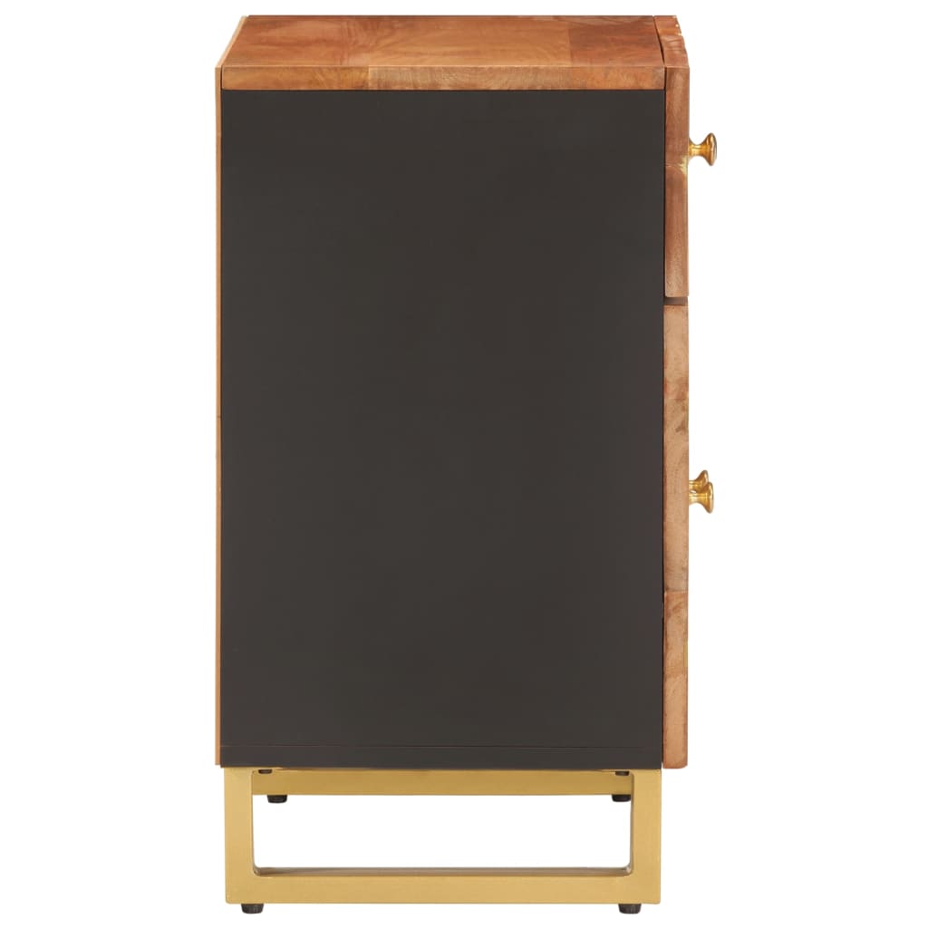 Bedside Cabinet Brown And Black 50X33X60 Cm Solid Wood Mango