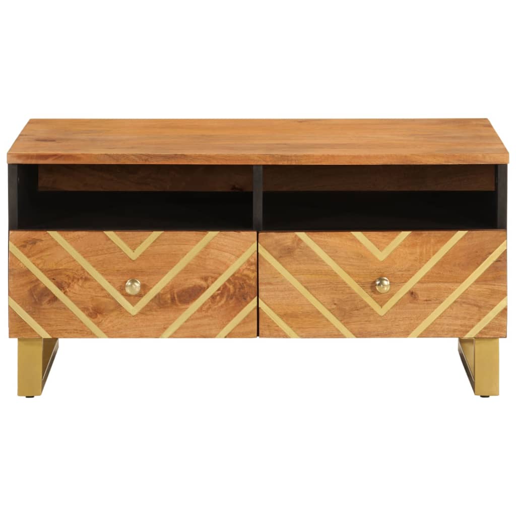 Coffee Table Brown And Black 80X54X40 Cm Solid Wood Mango