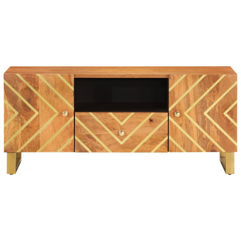Tv Cabinet Brown And Black 105X33.5X46 Cm Solid Wood Mango