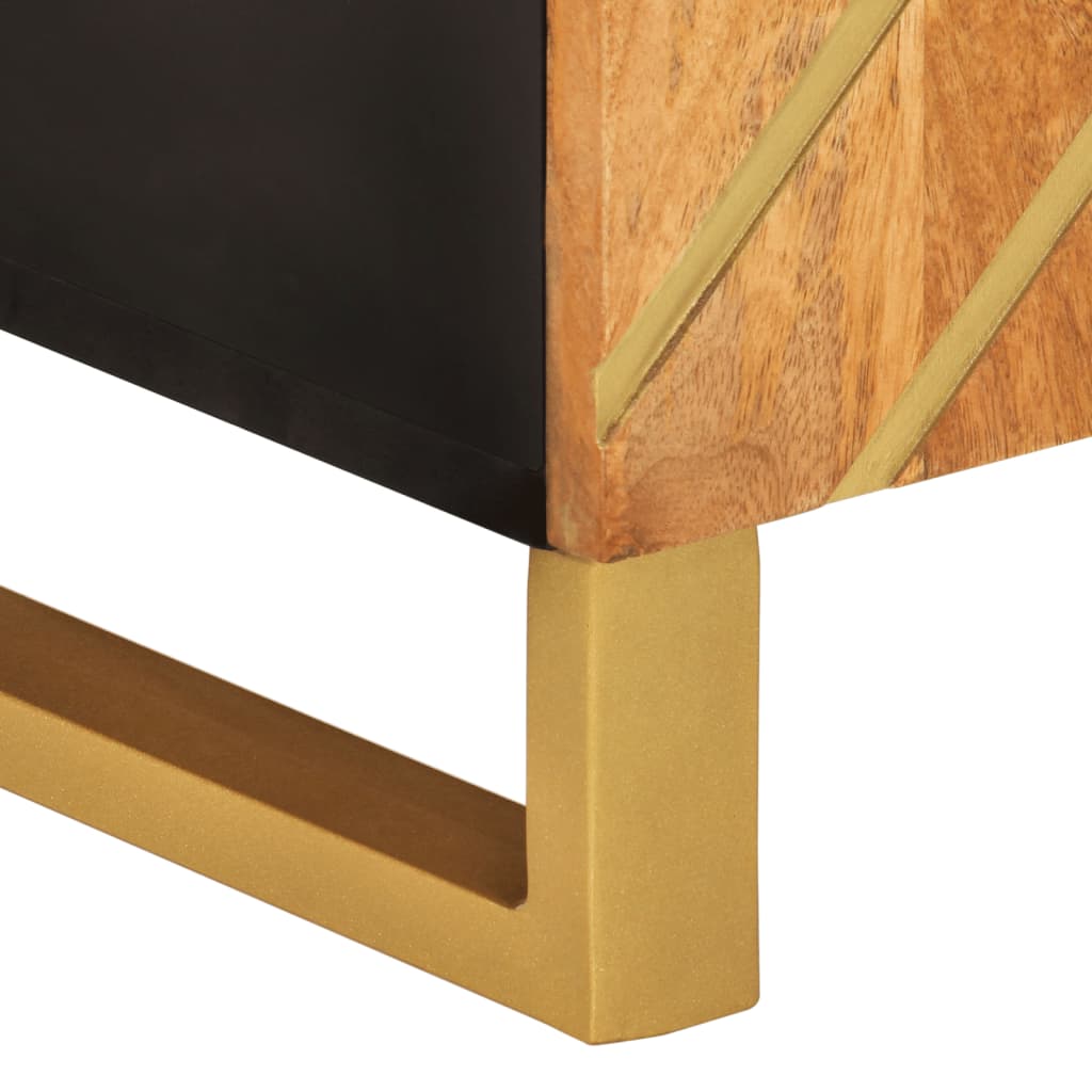 Tv Cabinet Brown And Black 105X33.5X46 Cm Solid Wood Mango