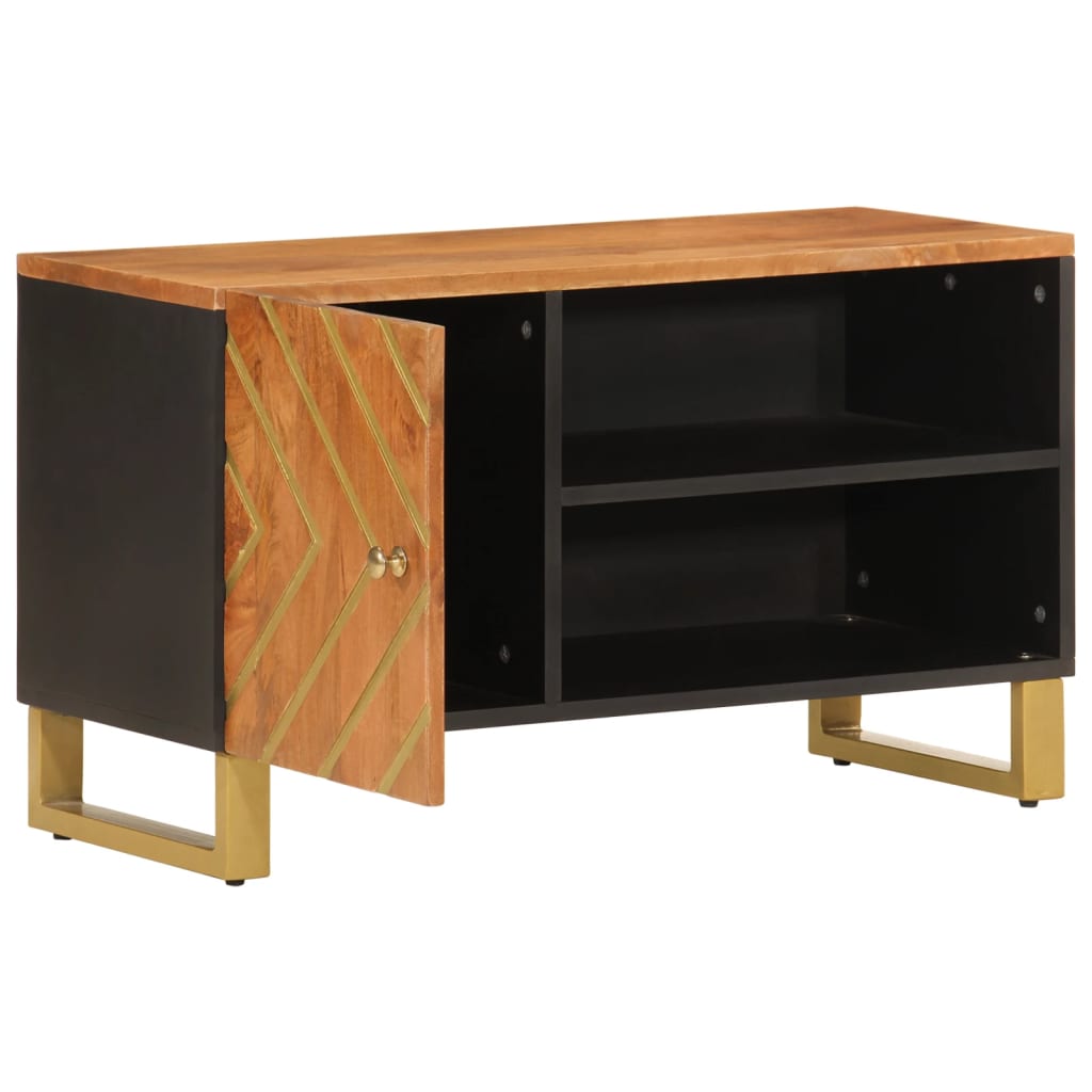 Tv Cabinet Brown And Black 80X31.5X46 Cm Solid Wood Mango