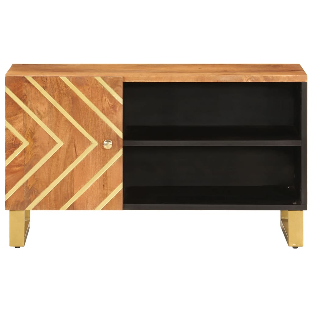 Tv Cabinet Brown And Black 80X31.5X46 Cm Solid Wood Mango