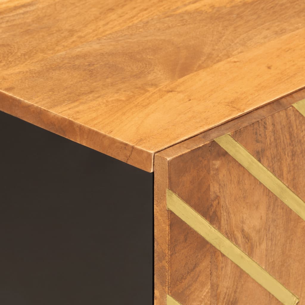 Tv Cabinet Brown And Black 80X31.5X46 Cm Solid Wood Mango