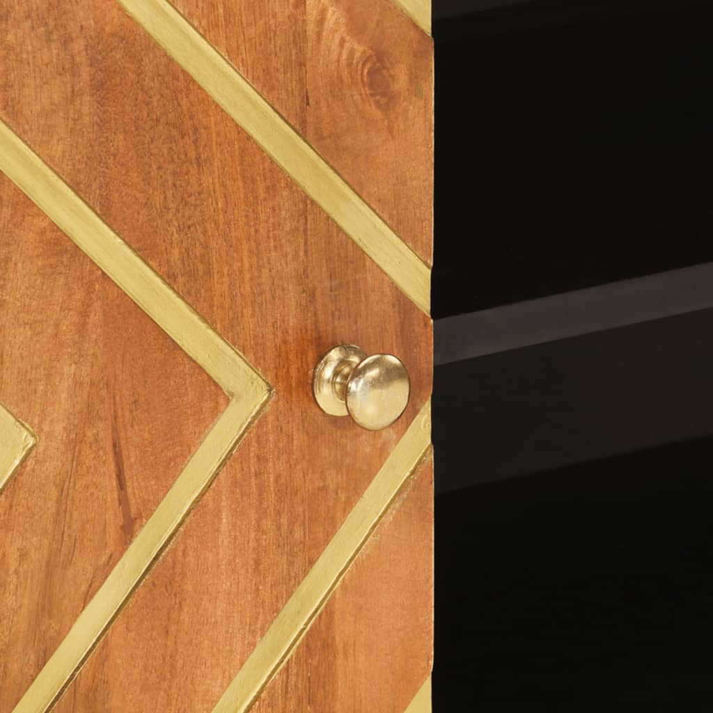 Tv Cabinet Brown And Black 80X31.5X46 Cm Solid Wood Mango